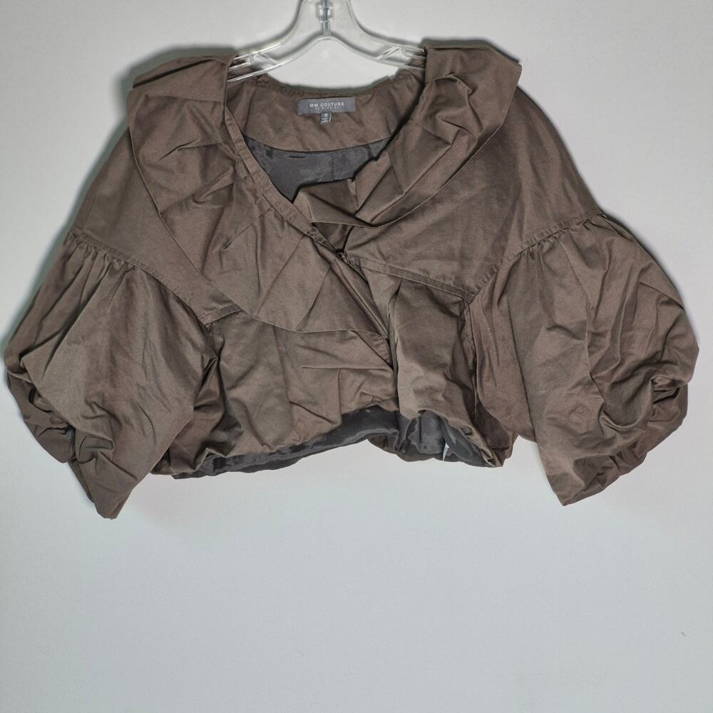 MM Couture by Miss Me Bubble Short Sleeve Cropped Jacket Brown Size S A0094